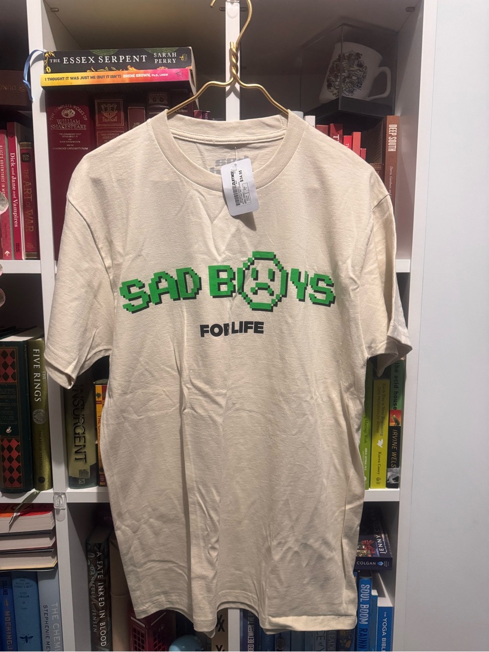 Zumiez Cream Tee with Green Pixel Sad Boys Graphic